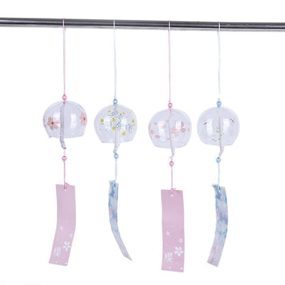 Japanese Glass Wind Chime Sakura Cherry Blossom Hanging Bell Decor