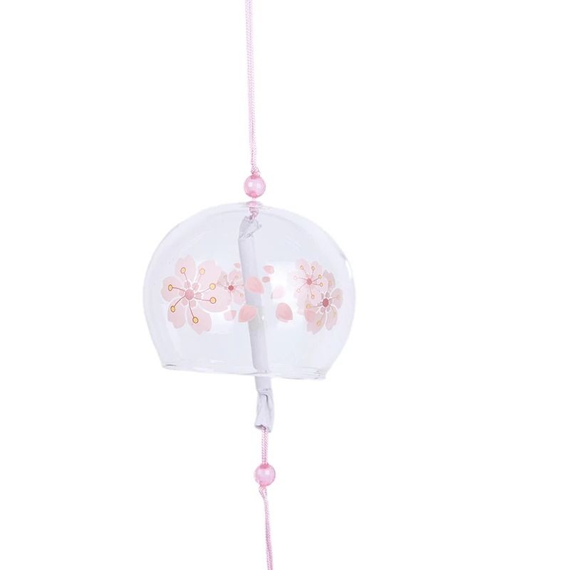 Japanese Glass Wind Chime Sakura Cherry Blossom Hanging Bell Decor