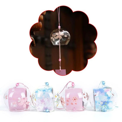 Japanese Wind Chimes Glass Sakura Wind Bell Cherry Blossom Hanging Decor