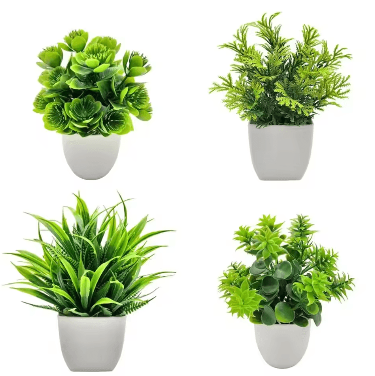Mini Artificial Potted Flower Bonsai Realistic Fake Plant Decor for Home & Desk