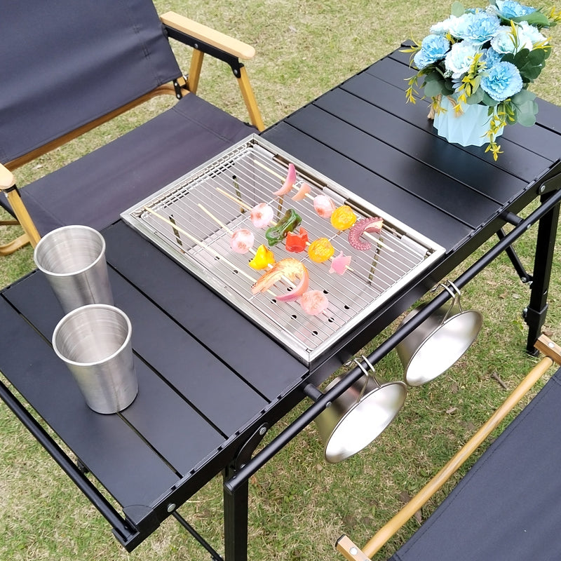 BBQ Grill Folding Camping Stove Stainless Steel Outdoor Barbecue Grill