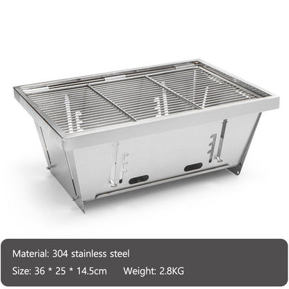 BBQ Grill Folding Camping Stove Stainless Steel Outdoor Barbecue Grill