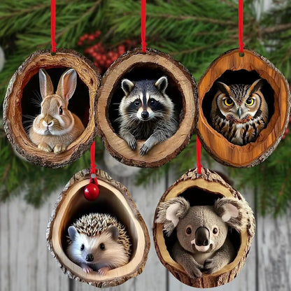 Cute Woodland Animal Acrylic Christmas Ornaments