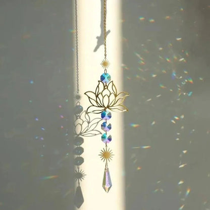 Metal Lotus Crystal Suncatcher Wind Chime