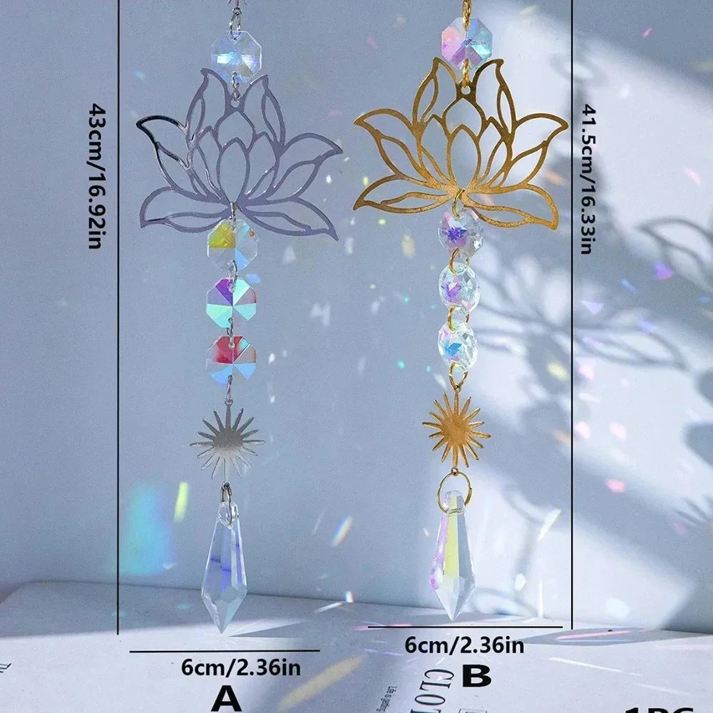 Metal Lotus Crystal Suncatcher Wind Chime