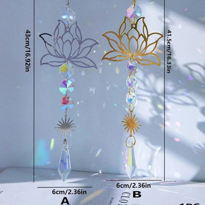 Metal Lotus Crystal Suncatcher Wind Chime