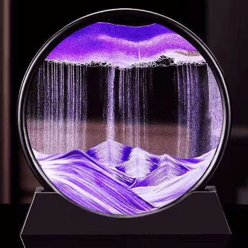 OceanFlow 3D Moving Sand Art Picture – Round Glass Sandscape Decor