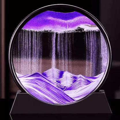 OceanFlow 3D Moving Sand Art Picture – Round Glass Sandscape Decor