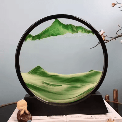 OceanFlow 3D Moving Sand Art Picture – Round Glass Sandscape Decor