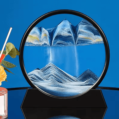 OceanFlow 3D Moving Sand Art Picture – Round Glass Sandscape Decor