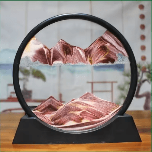 OceanFlow 3D Moving Sand Art Picture – Round Glass Sandscape Decor