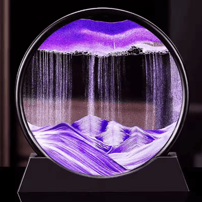 OceanFlow 3D Moving Sand Art Picture – Round Glass Sandscape Decor