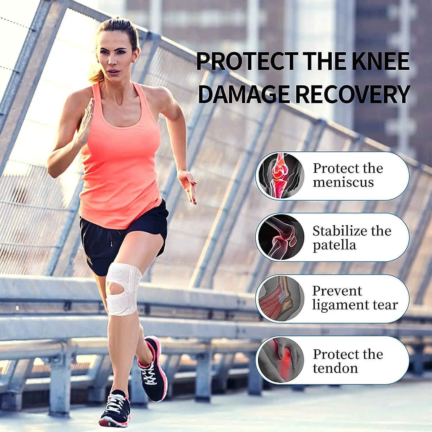 Breathable Knee Brace with Side Stabilizers for Meniscus Tear and Arthritis Support