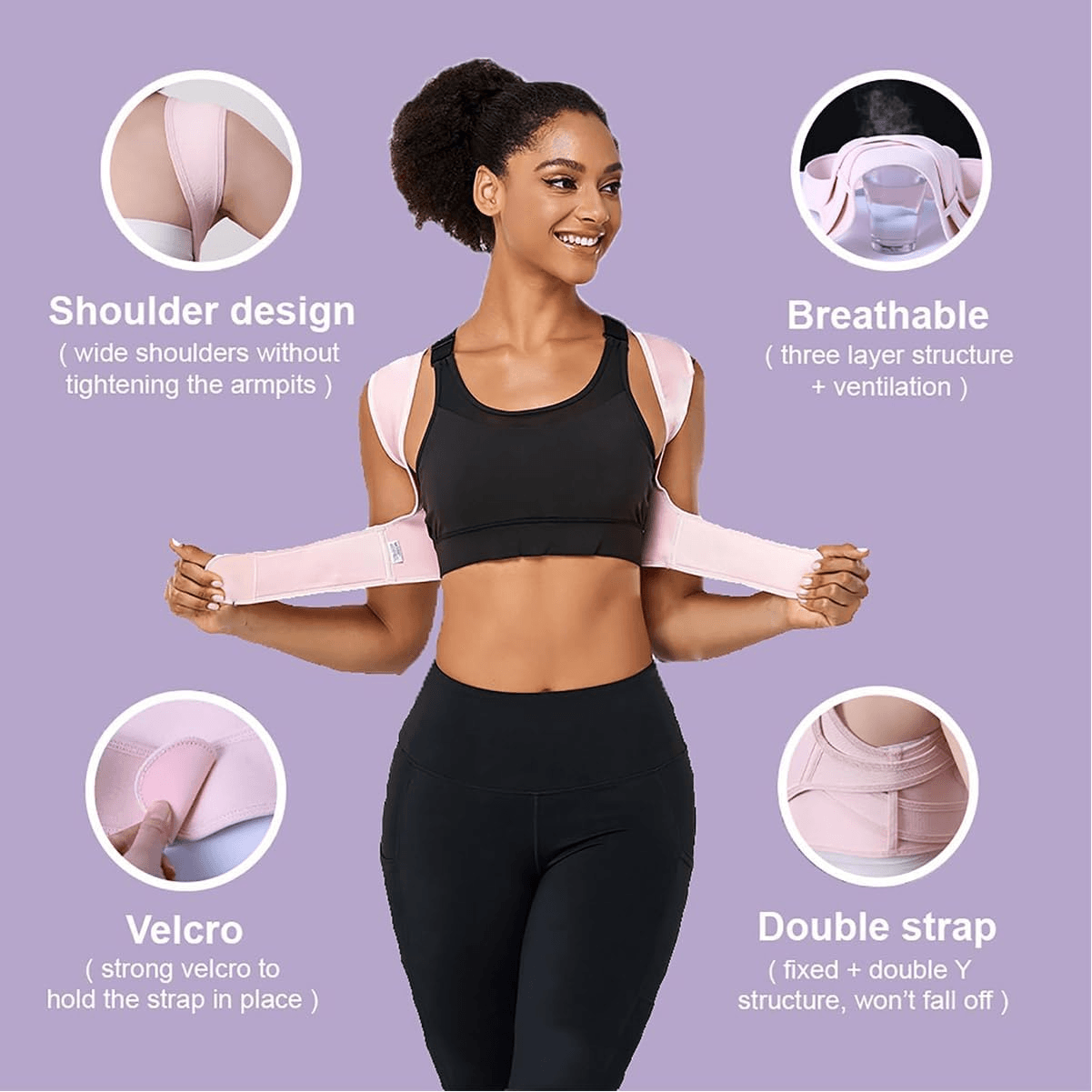 Breathable Posture Corrector Back Brace Adjustable Upper Back Support