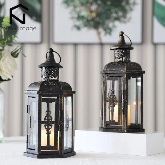 Vintage Iron Candle Lantern Nordic Hanging Candle Holder for Home and Wedding Decor