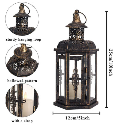 Vintage Iron Candle Lantern Nordic Hanging Candle Holder for Home and Wedding Decor