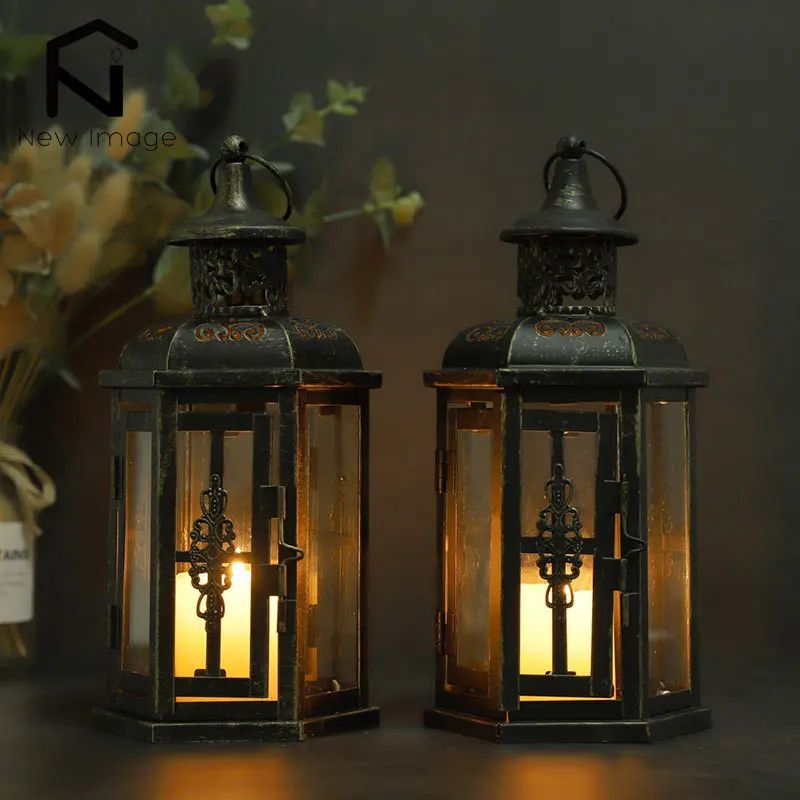 Vintage Iron Candle Lantern Nordic Hanging Candle Holder for Home and Wedding Decor