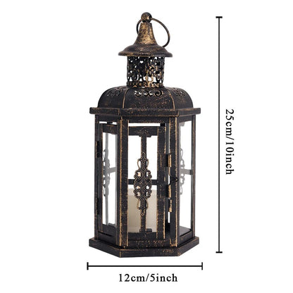 Vintage Iron Candle Lantern Nordic Hanging Candle Holder for Home and Wedding Decor