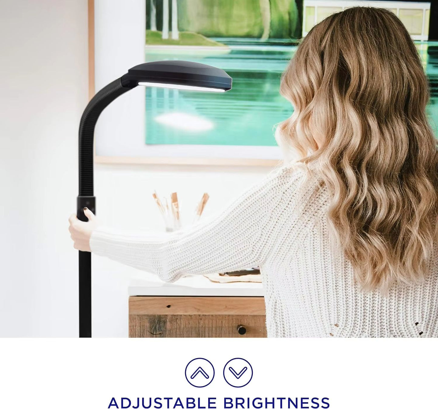 Natural Full Spectrum LED Floor Lamp 60 in Tall Sunlight Therapy & Reading Light