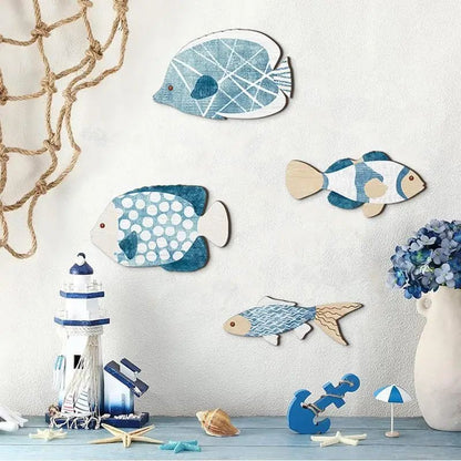 Coastal Wooden Fish Wall Decor Set