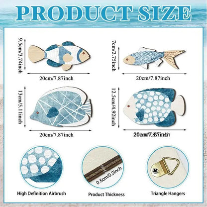 Coastal Wooden Fish Wall Decor Set