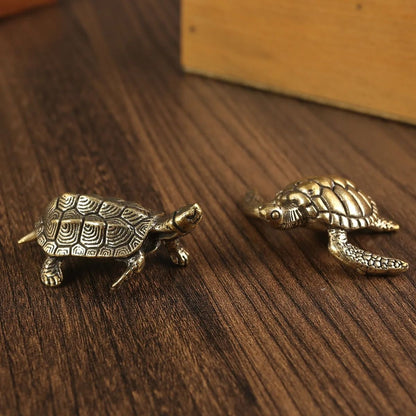 Vintage Pure Copper Turtle Statue | Brass Feng Shui Wealth & Longevity Ornament