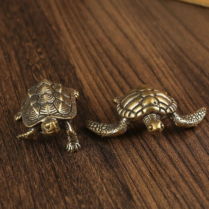 Vintage Pure Copper Turtle Statue | Brass Feng Shui Wealth & Longevity Ornament