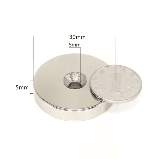 N52 Countersunk Neodymium Magnet Set – 30mm Heavy Duty Disc with Screw Hole