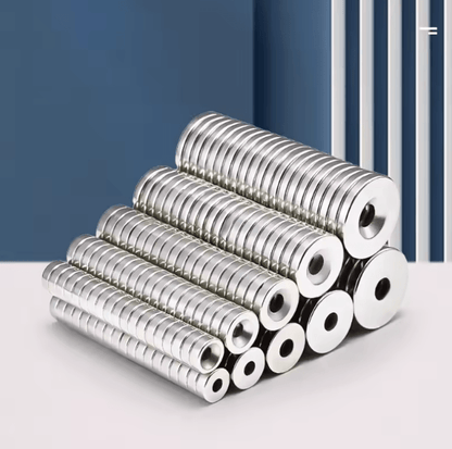 N52 Countersunk Neodymium Magnet Set – 30mm Heavy Duty Disc with Screw Hole
