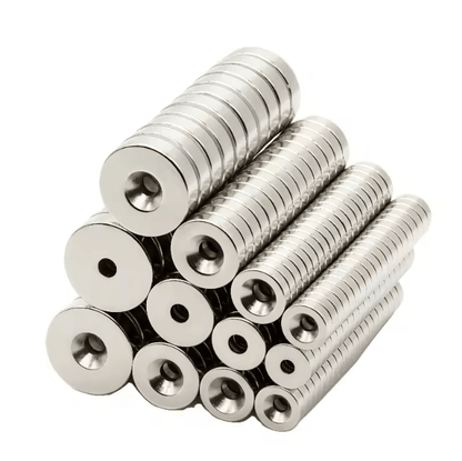 N52 Countersunk Neodymium Magnet Set – 30mm Heavy Duty Disc with Screw Hole