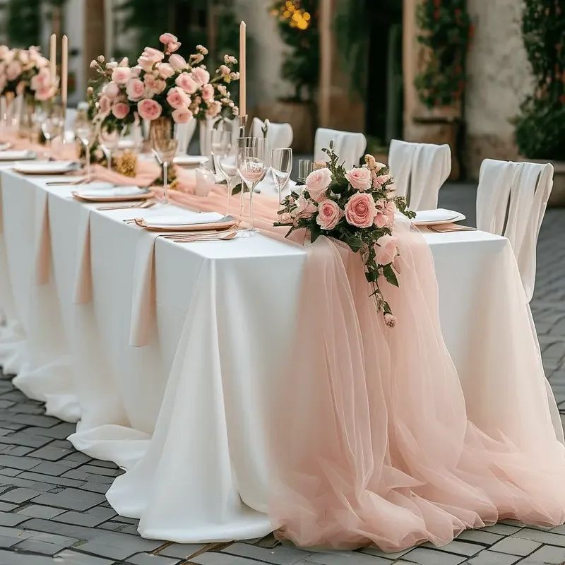 Sheer Gauze Table Runner Wedding Party Table Decor