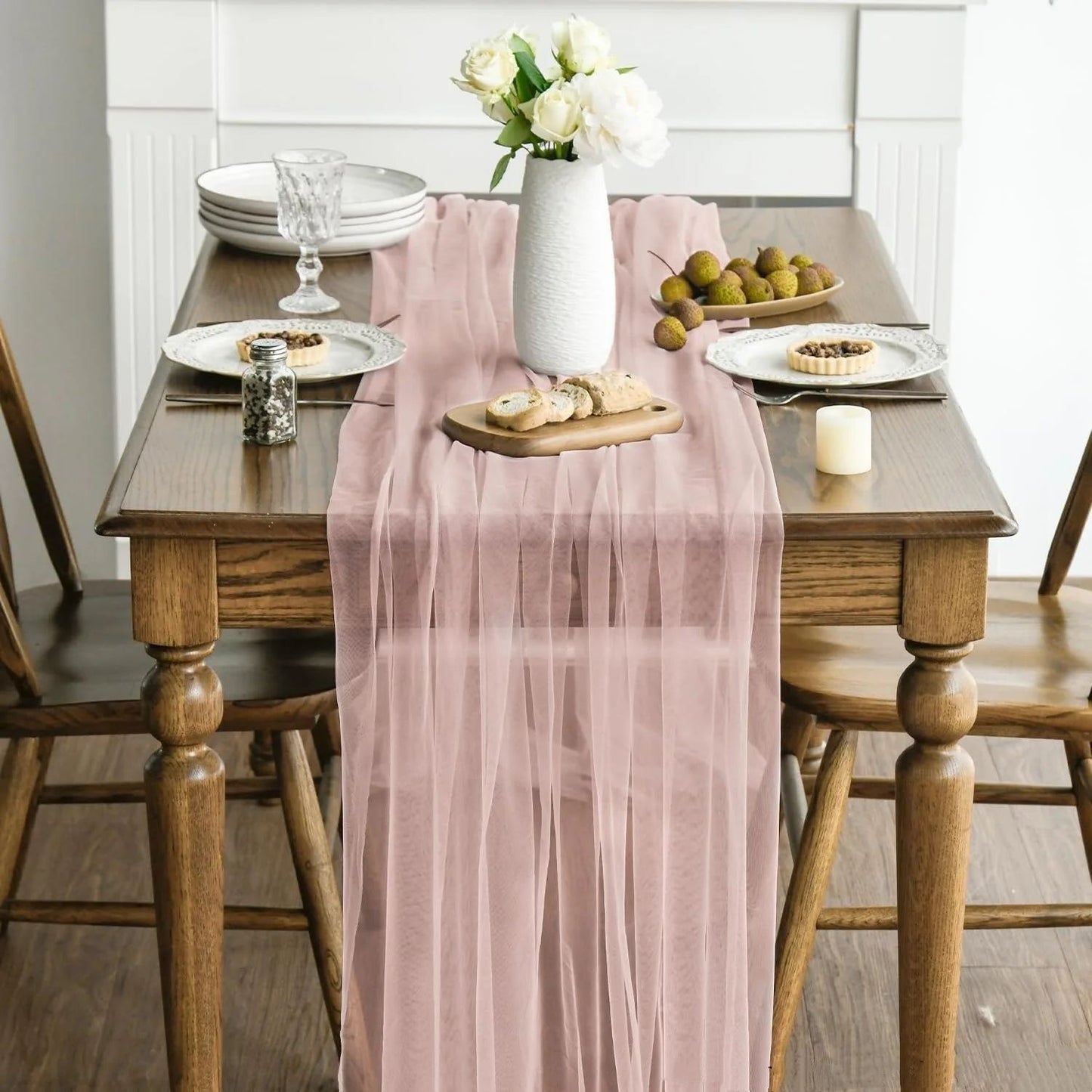 Sheer Gauze Table Runner Wedding Party Table Decor