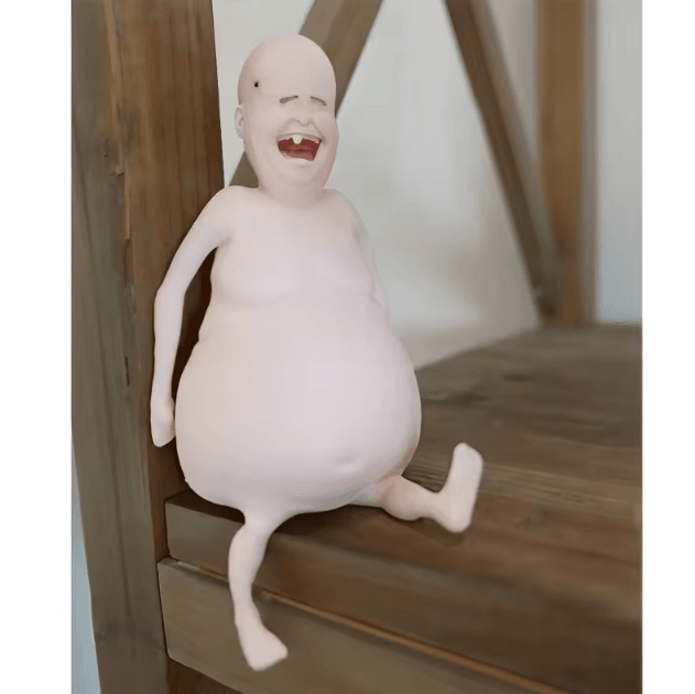 Funny Belly Doll Silicone Toy Quirky Novelty Party Decor with Fluffy Ears