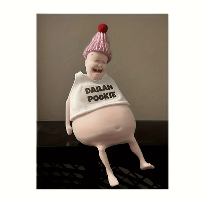 Funny Belly Doll Silicone Toy Quirky Novelty Party Decor with Fluffy Ears