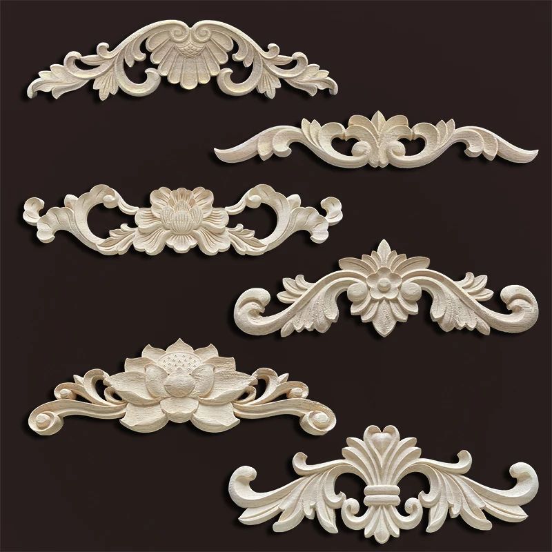 Wood Carved Onlays & Appliques – Vintage Floral Furniture Decals for Home Decor & Restoration