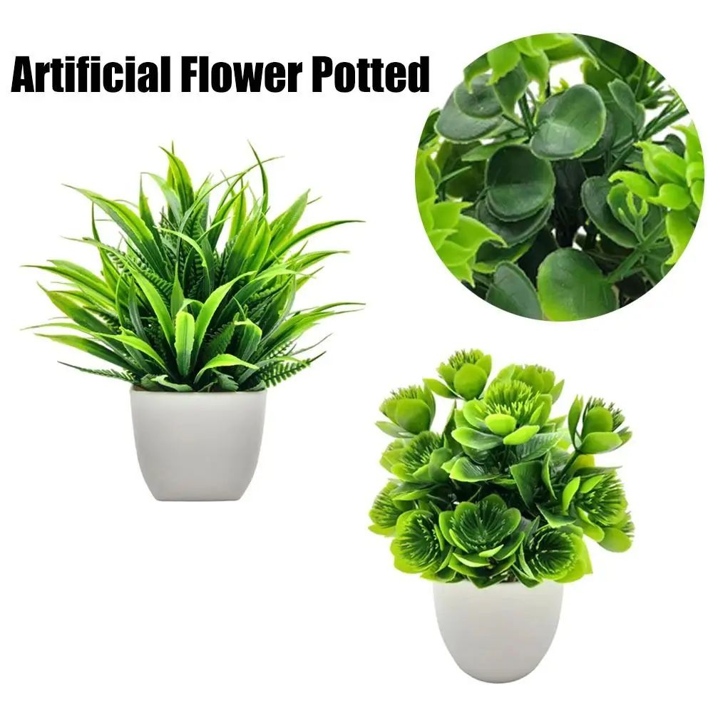 Mini Artificial Potted Flowers Decorative Bonsai Plant for Desk and Home Decor