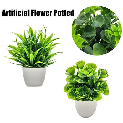 Mini Artificial Potted Flowers Decorative Bonsai Plant for Desk and Home Decor