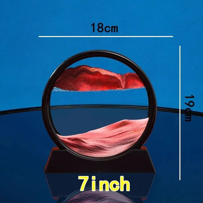 3D Moving Sand Art Frame – Round Quicksand Glass Sandscape Hourglass Desk Decor Relaxing Gift
