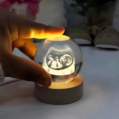 Personalized Baby Crystal Ball with Engraved Ultrasound Photo Keepsake