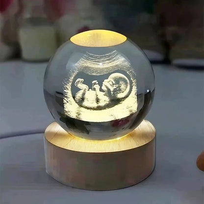 Personalized Baby Crystal Ball with Engraved Ultrasound Photo Keepsake