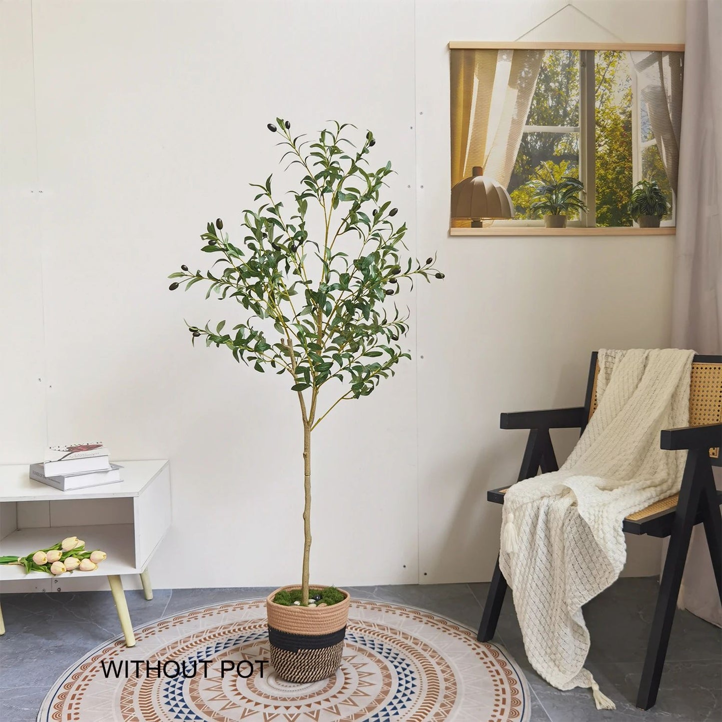 Modern Tall Artificial Olive Tree Branch – Minimalist Faux Indoor Plant Decor
