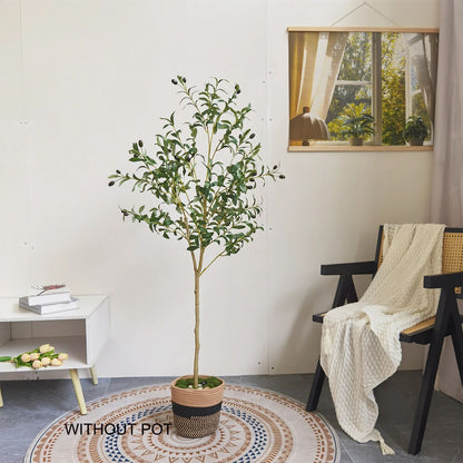 Modern Tall Artificial Olive Tree Branch – Minimalist Faux Indoor Plant Decor