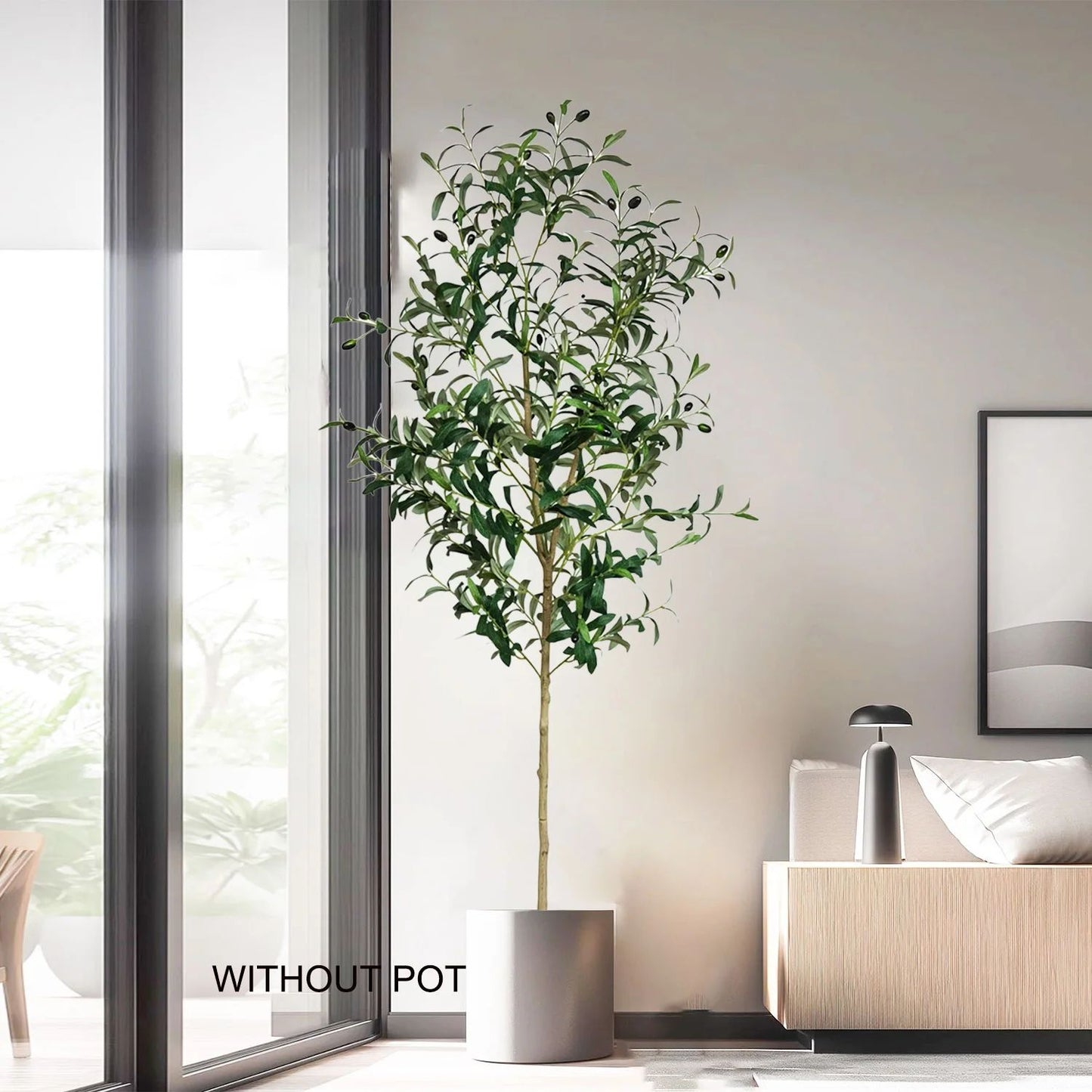 Modern Tall Artificial Olive Tree Branch – Minimalist Faux Indoor Plant Decor