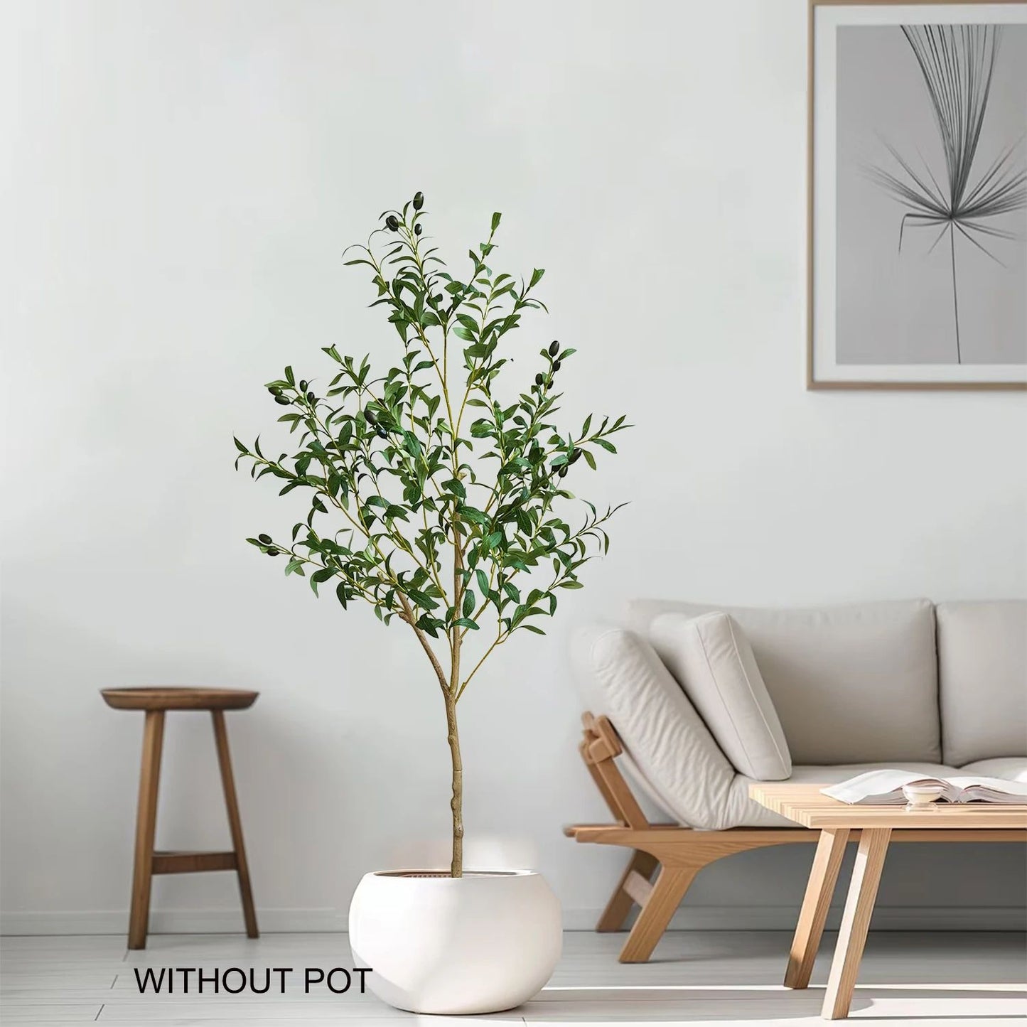 Modern Tall Artificial Olive Tree Branch – Minimalist Faux Indoor Plant Decor