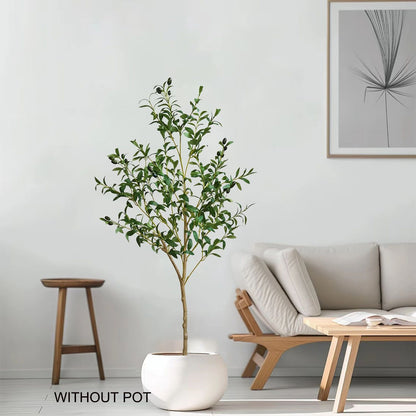 Modern Tall Artificial Olive Tree Branch – Minimalist Faux Indoor Plant Decor