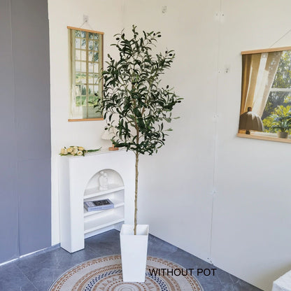Modern Tall Artificial Olive Tree Branch – Minimalist Faux Indoor Plant Decor