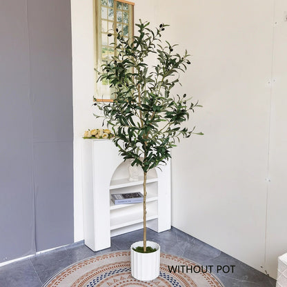 Modern Tall Artificial Olive Tree Branch – Minimalist Faux Indoor Plant Decor