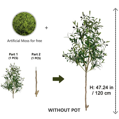 Modern Tall Artificial Olive Tree Branch – Minimalist Faux Indoor Plant Decor