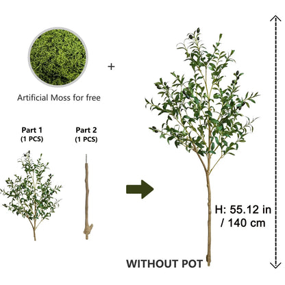 Modern Tall Artificial Olive Tree Branch – Minimalist Faux Indoor Plant Decor