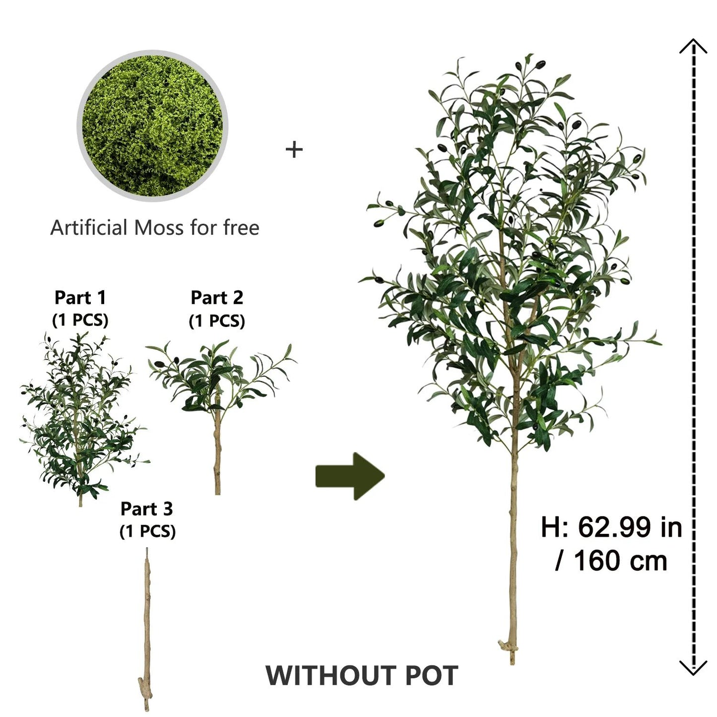 Modern Tall Artificial Olive Tree Branch – Minimalist Faux Indoor Plant Decor